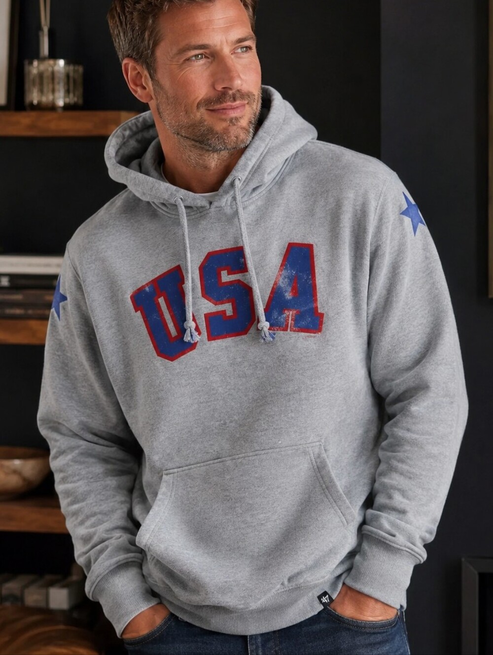 47 brand men's XX- L USA Gray Hoodie